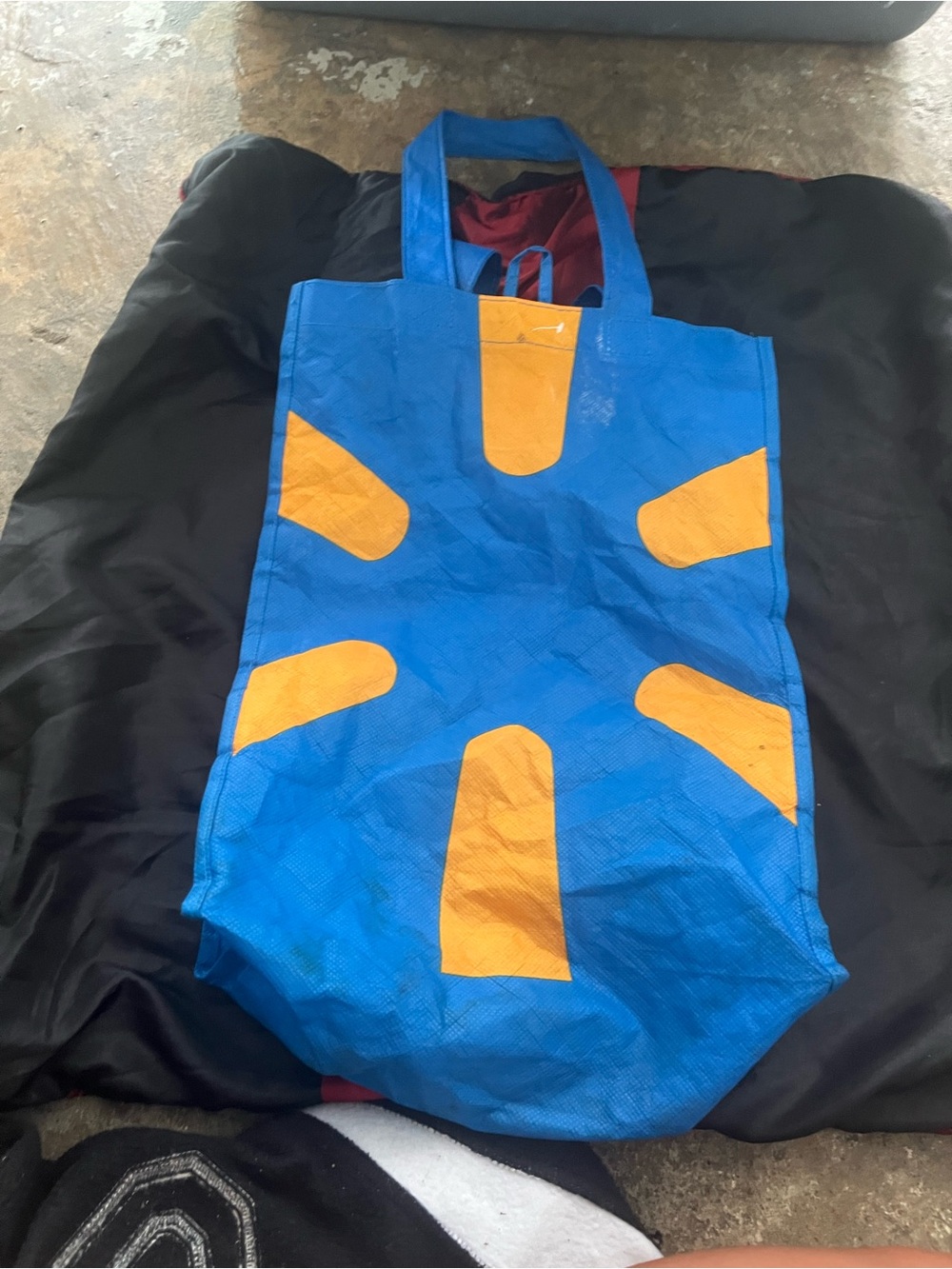Reusable Travel Tote Bag in Blue and Yellow - Lightweight Shopper
